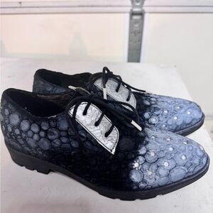 Papucei women’s size 37 loafer shoes lace up black embellished design